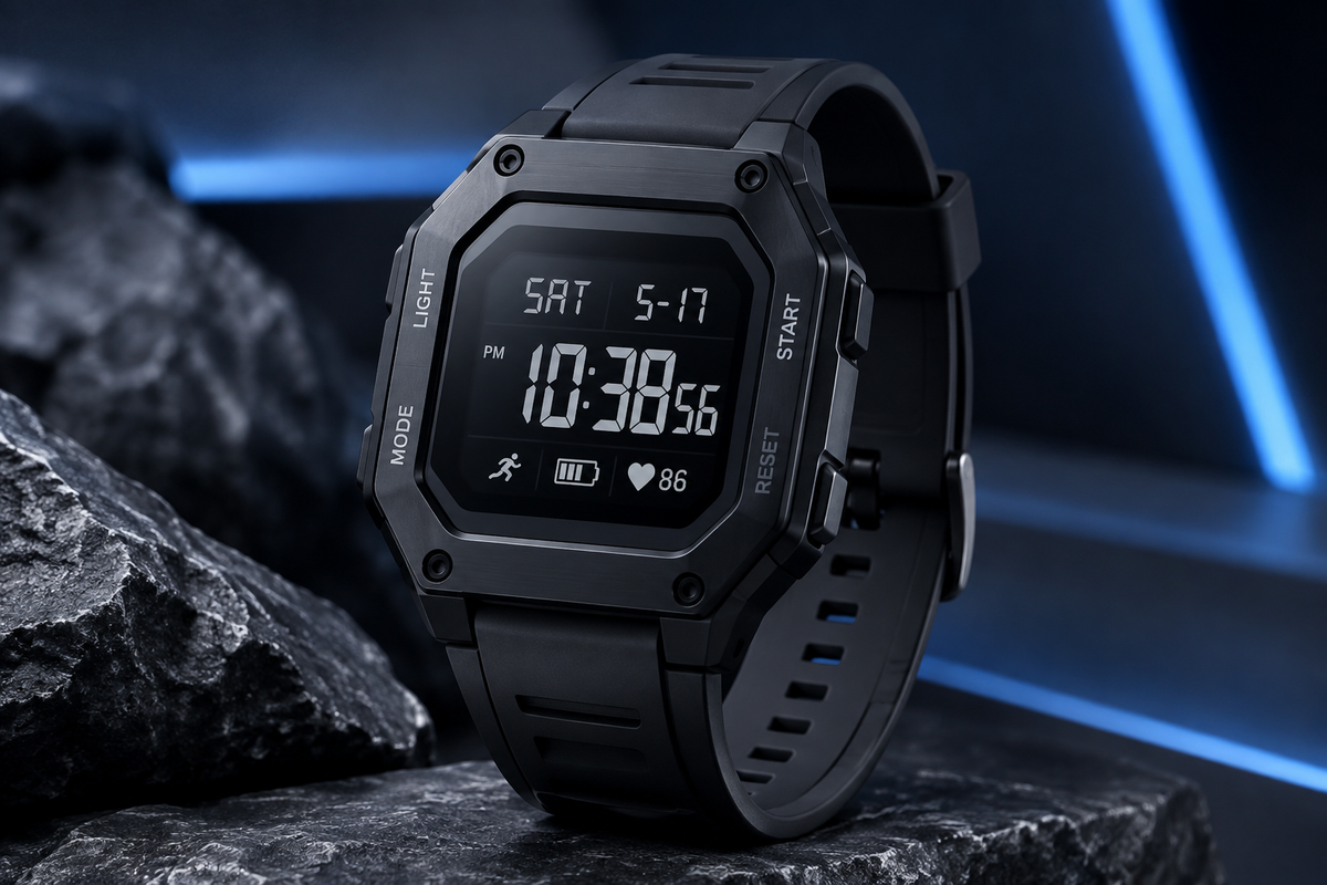 Digital black watch